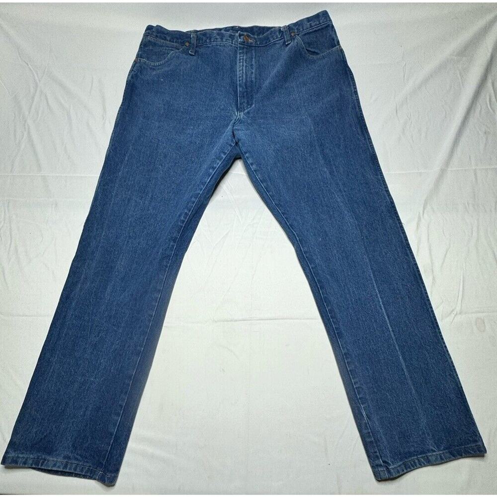 Wrangler 13MWZPW Men's Regular Fit Straight Leg Blue Denim Jeans - Size 42x32.5*